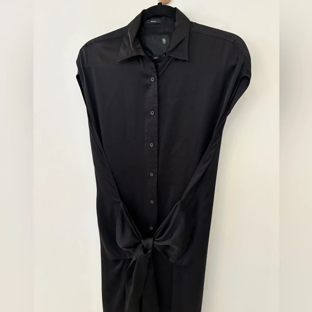 R13 silk satin black shirtdress - Picture 5 of 8